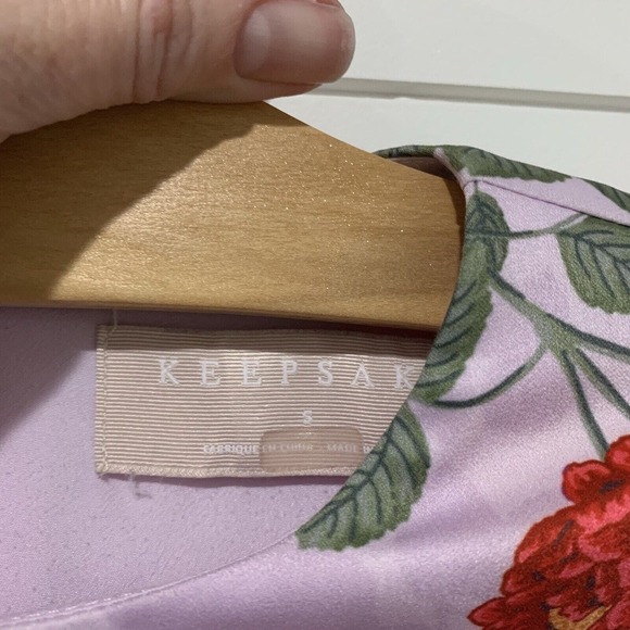 Keepsake the Label | Dress Mini Floral Short Sleeve Ruffles Purple- Size Small - Picture 5 of 9